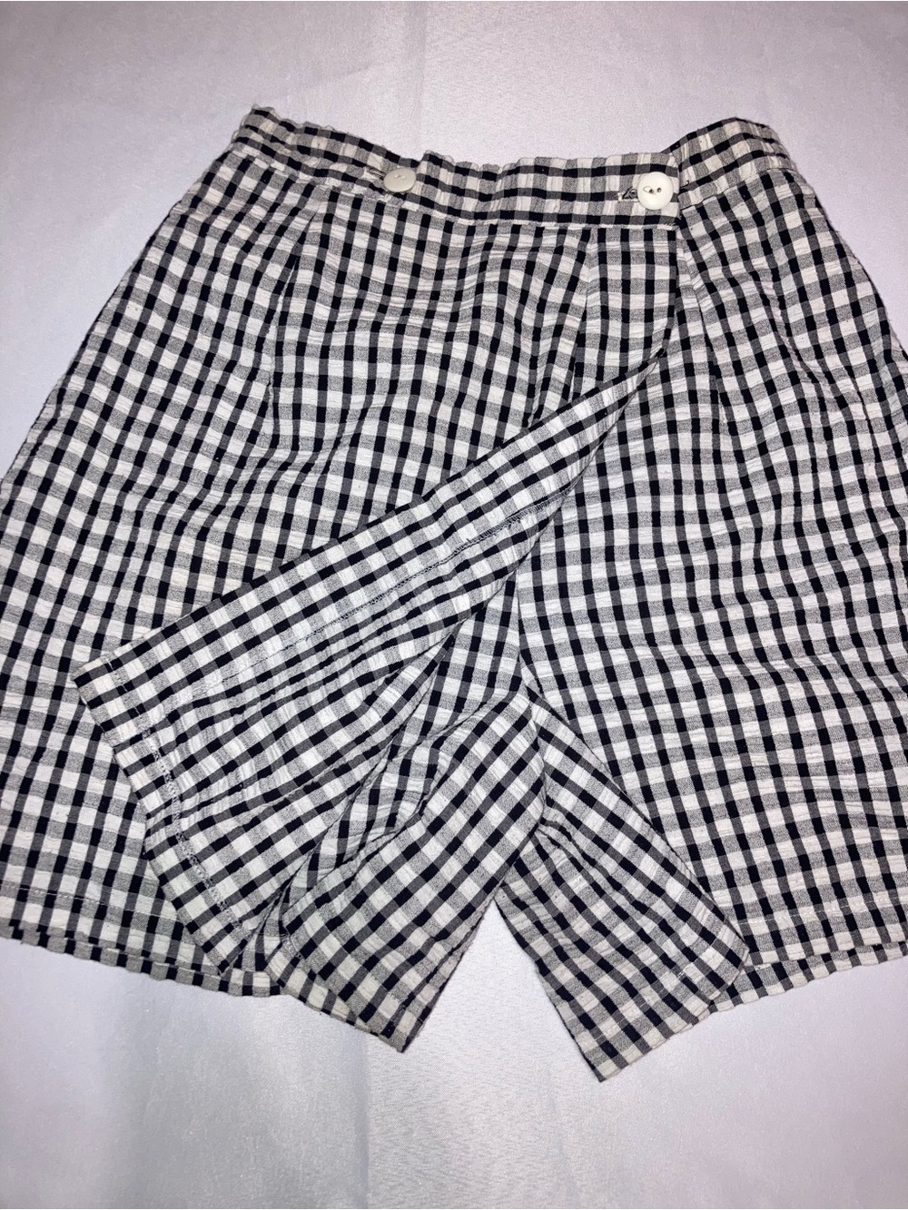 Vintage Kelly's Kids Black and White Gingham Pleated A-Line Mini Skirt - Picture 2 of 5